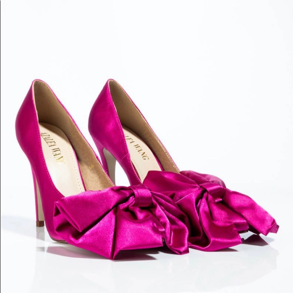 Fuchsia Satin Bow Stiletto Pumps